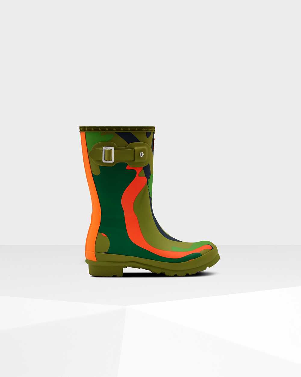 Hunter Original Rockpool Camo Short Mid-Calf Women's Rain Boots NZ-05785T Green Camo